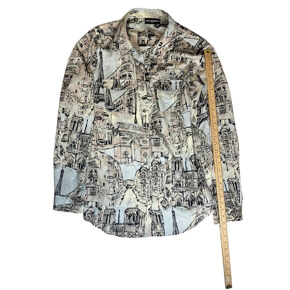 Karl Lagerfeld Paris Parisian Landmarks Print Blouse Size L - Picture 5 of 9